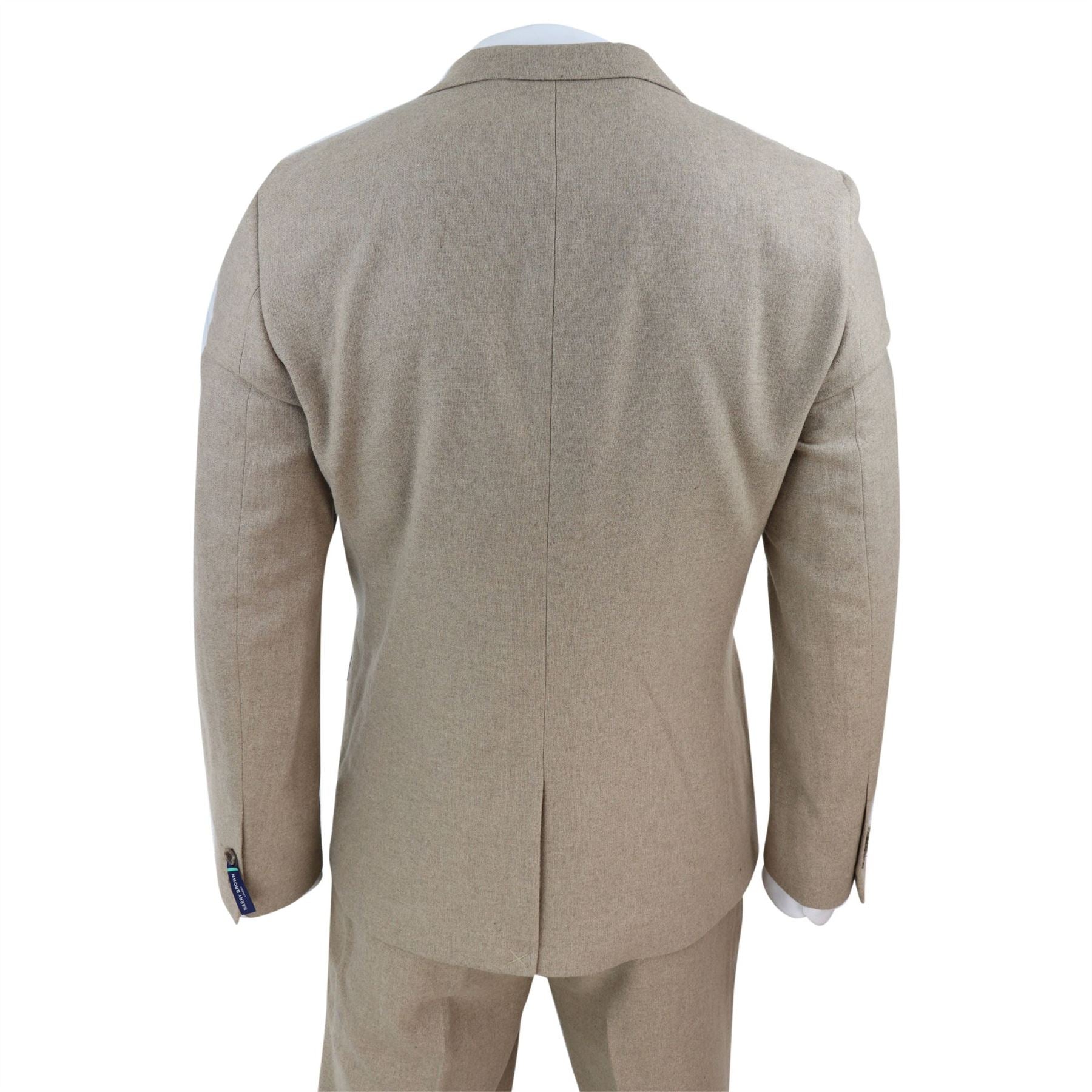 Men 3 Piece Suit Tan Brown Double Breasted