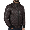 Men's Puffer Quilted Bomber Jacket Real Leather Casual - Knighthood Store