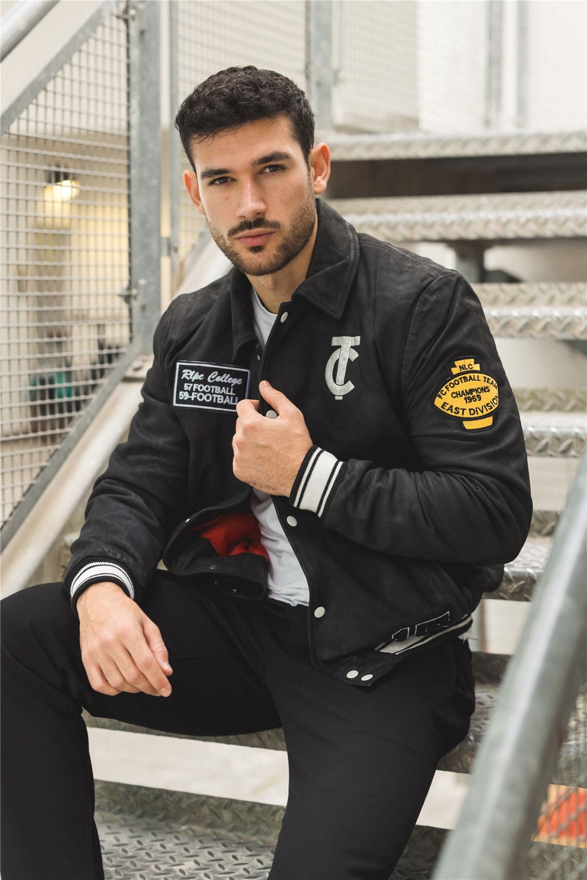 Men's Leather Varsity Letterman Bomber Jacket