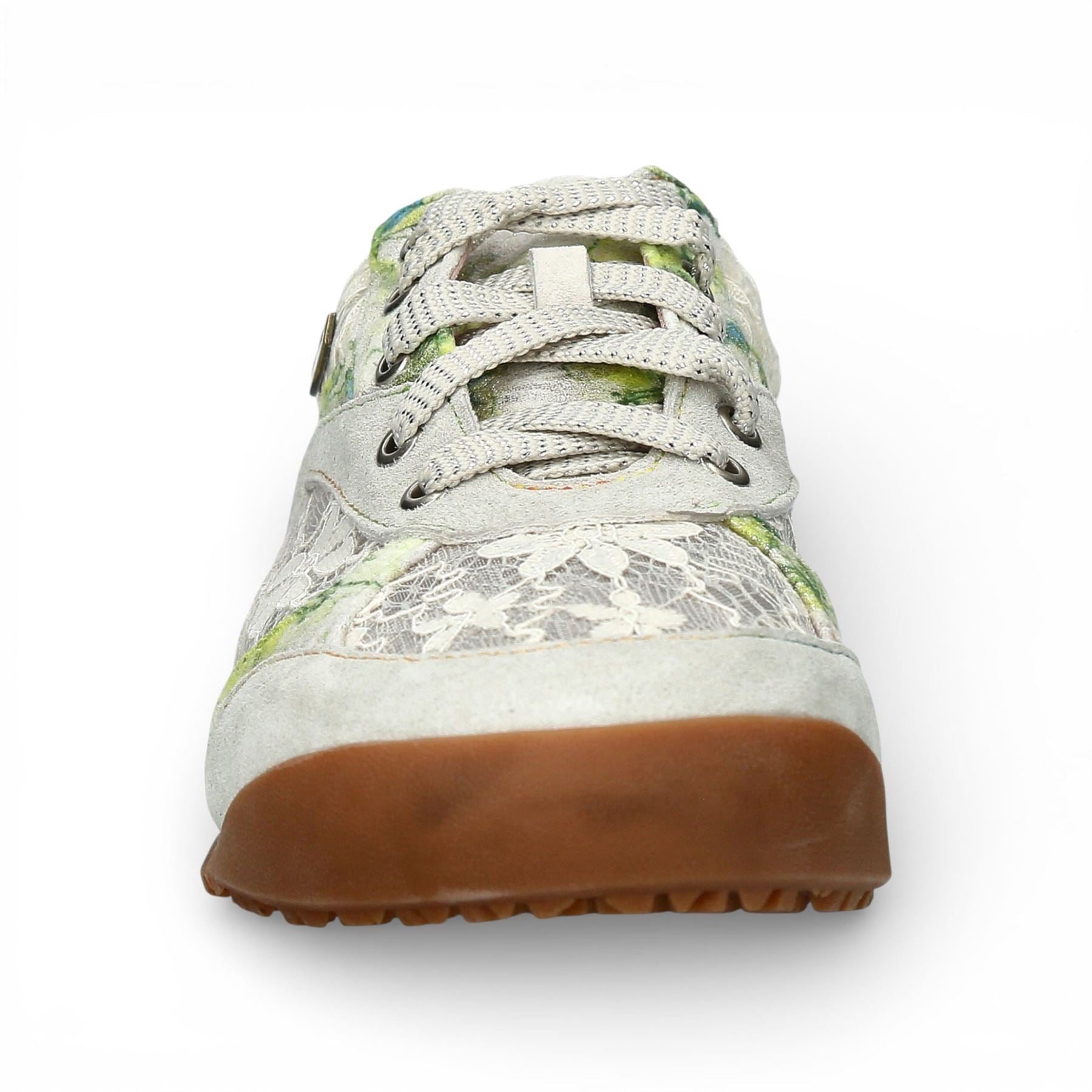 Tivanao 03 - Women's Beige Floral Leather Sneakers