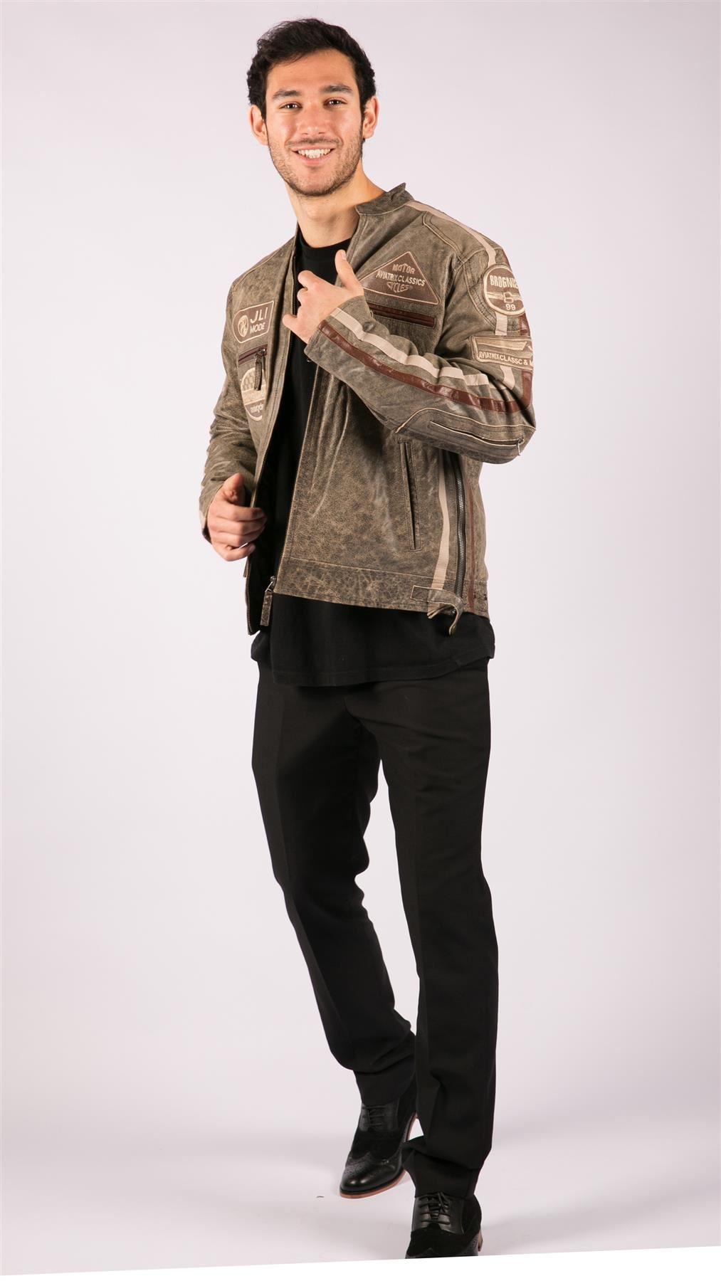 Men's Zipped Biker Leather Jacket | Infinity - Knighthood Store