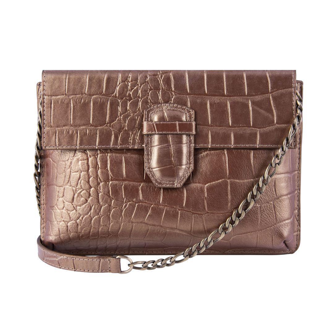 Womens Real Leather Buckle Hide Clutch Shoulder Bag Metal Chain Cross Body - Knighthood Store