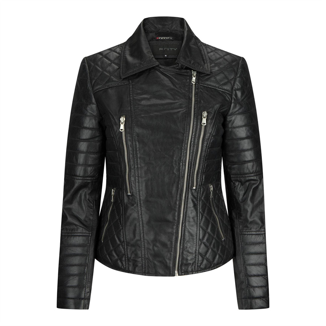 Ladies Women Real Leather Biker Rock Black Slim Fit Jacket - Knighthood Store