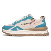 Leo - Women's Pink Blue Retro Lace-Up Sneakers