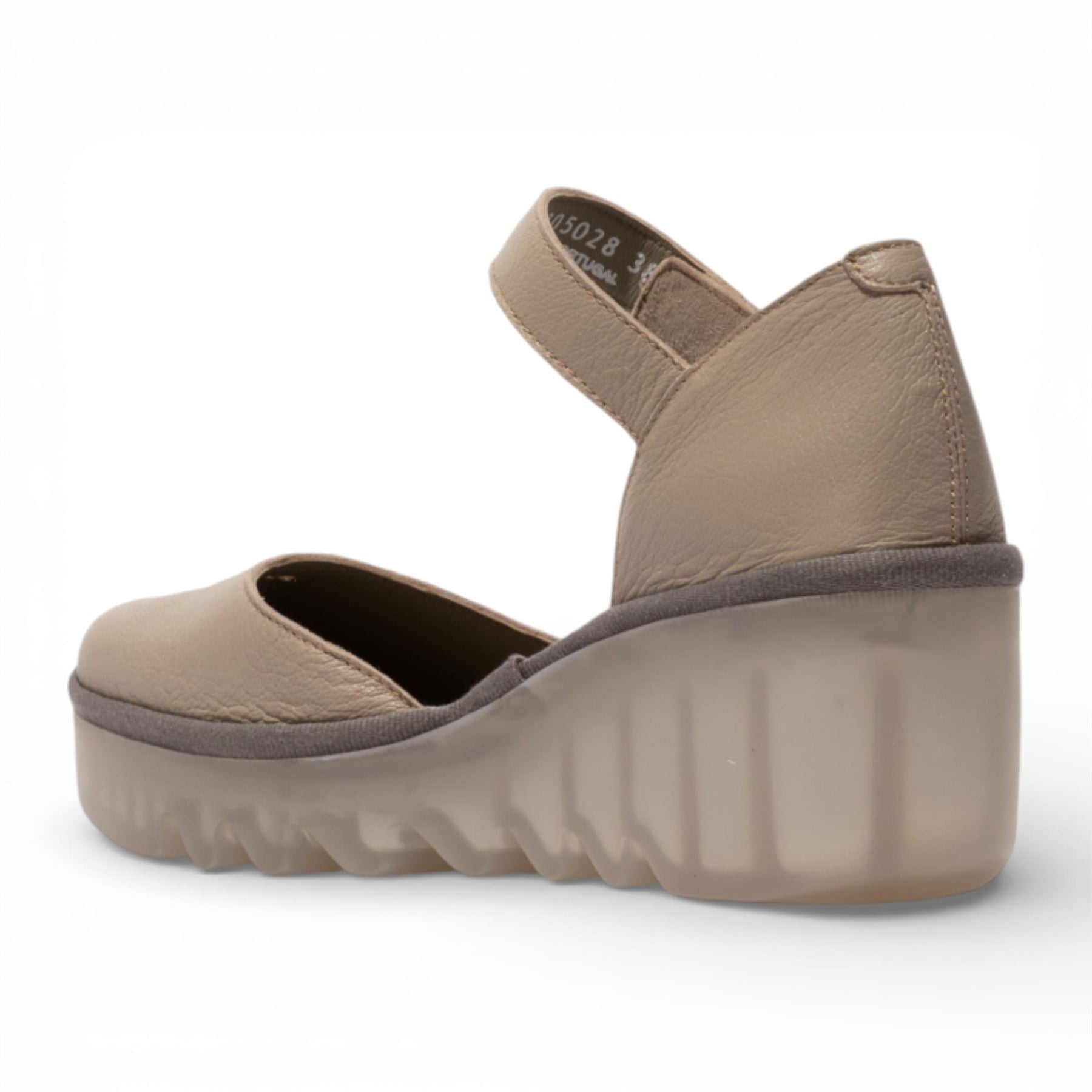 BISO305FLY - Women’s Taupe Leather Wedge Sandals