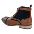 Mens Laced Ankle Boots Tan Brown Navy Leather Velvet Brogues Classic Sherlock - Knighthood Store