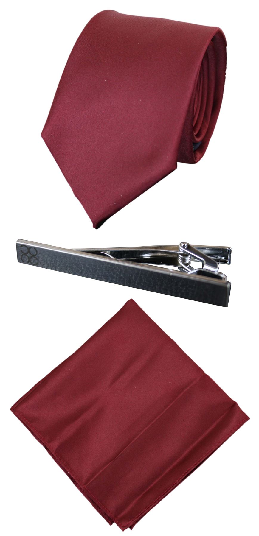 Mens Matching Satin Silk Tie Hanky Hankerchief & Tie Clip Polka Dot Wedding Prom Office