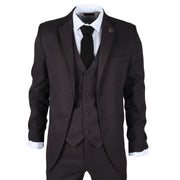 Men's Suit 3 Piece Charcoal Grey Classic Birdseye Wedding Formal Dress