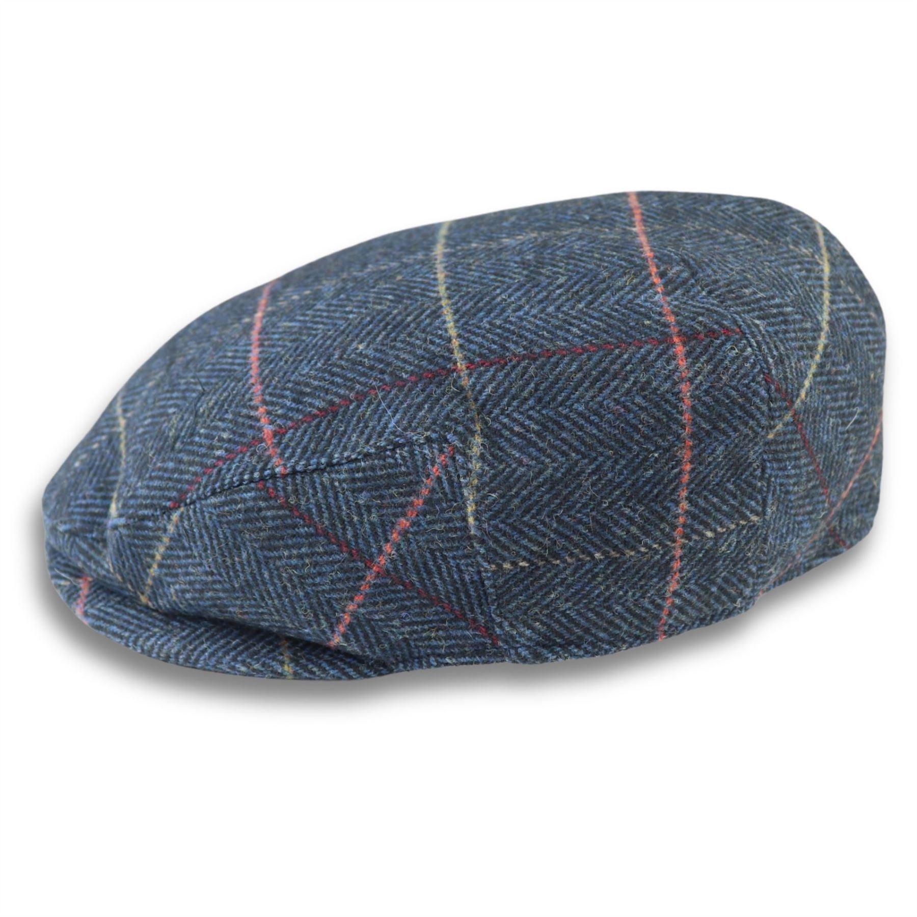 Men's Flat Cap Wool Blend Tweed Herringbone Check Gatsby Ivy Del Boy Newsboy Hat - Knighthood Store