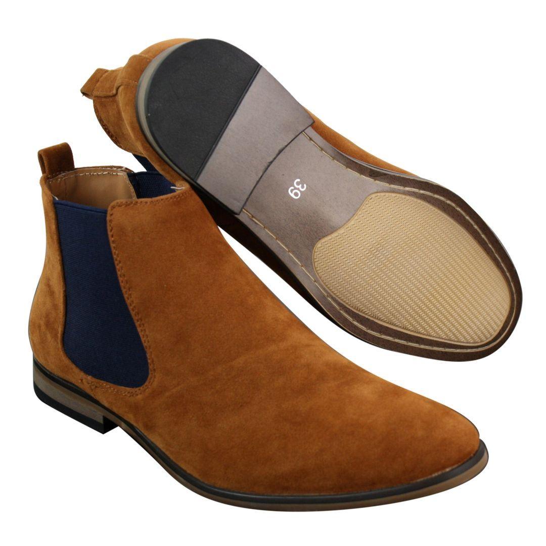 Mens Italian Suede Slip On Ankle Boots Smart Casual Desert Chelsea Dealer - Knighthood Store