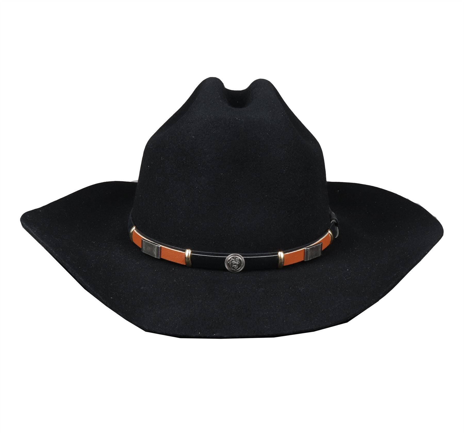 Men's Cowboy Hat 100% Wool Felt Wide Brim Fedora Western Cap - Knighthood Store