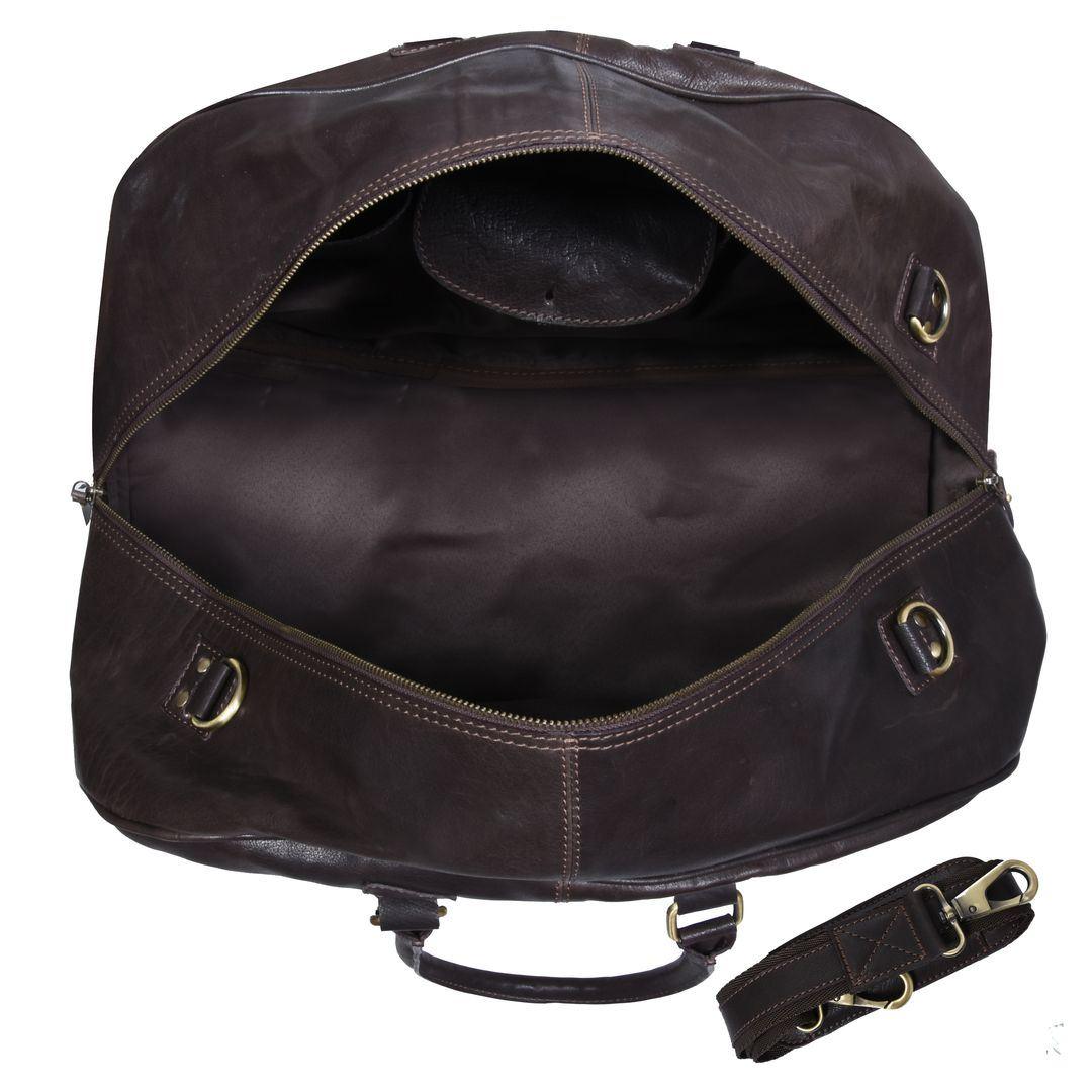 Mens Hand Made Real Leather Overnight Travel Gym Weekend Bag Duffle Carry On - Knighthood Store
