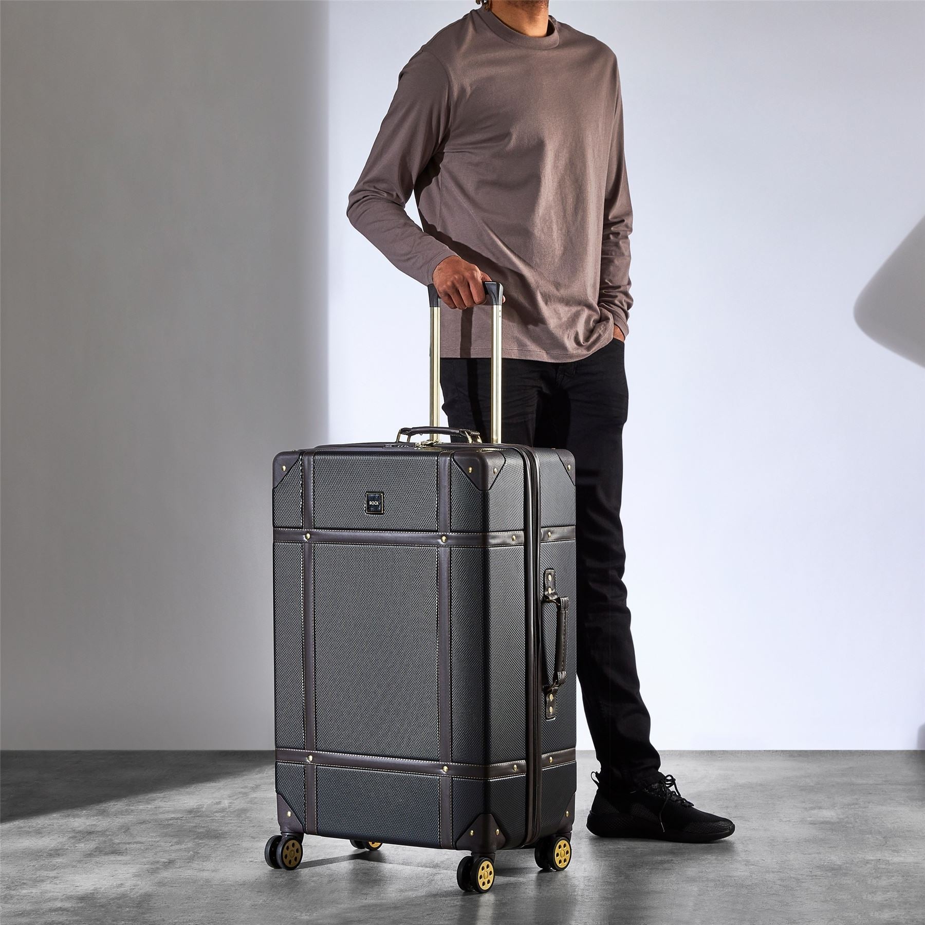 Luggage Suitcase Travel Bag Carry On Hand Cabin Check in Hard-Shell 4 Spinner Wheels Trolley Set | Vintage