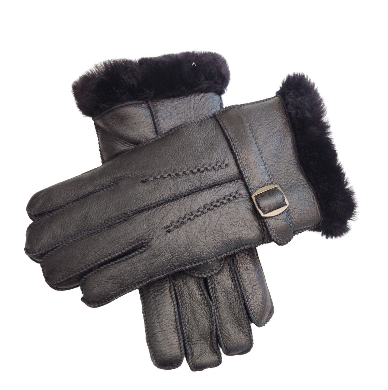 Men’s Sheepskin Suede Leather Wool Lining Gloves