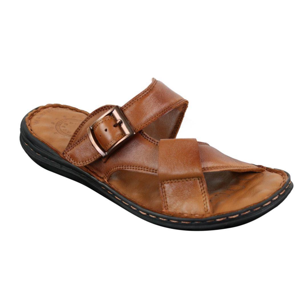 Mens Real Leather Slip On Mules Sandals Strap Buckle Premium Comfort Waterproof Walking - Knighthood Store