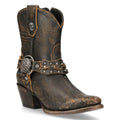 New Rock WSTM005-S2 Brown Leather Cowboy Western Pointed Boots Vintage - Knighthood Store