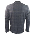 Mens Blue Check Blazer Herringbone Tweed Vintage Tailored Fit Grey Velvet - Knighthood Store