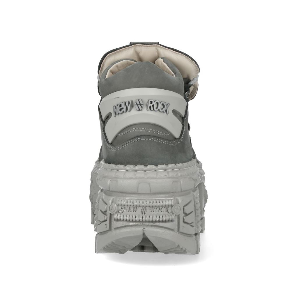 New Rock M-106WALL-C63 Grey Leather Urban Gothic Ankle Boots
