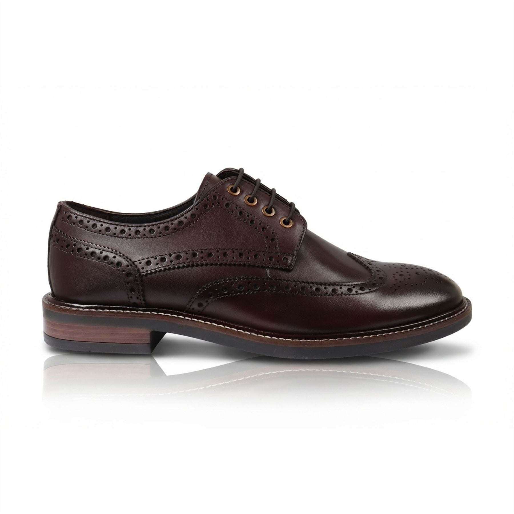 Stokes - Men’s Brown Leather Wingtip Brogue Lace-Up Shoes