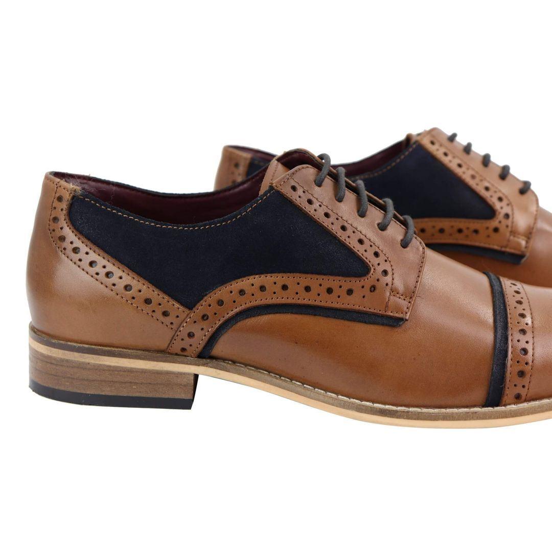 Mens Real Leather Suede Brogues Derby Oxford Shoes Classic British Smart Casual - Knighthood Store