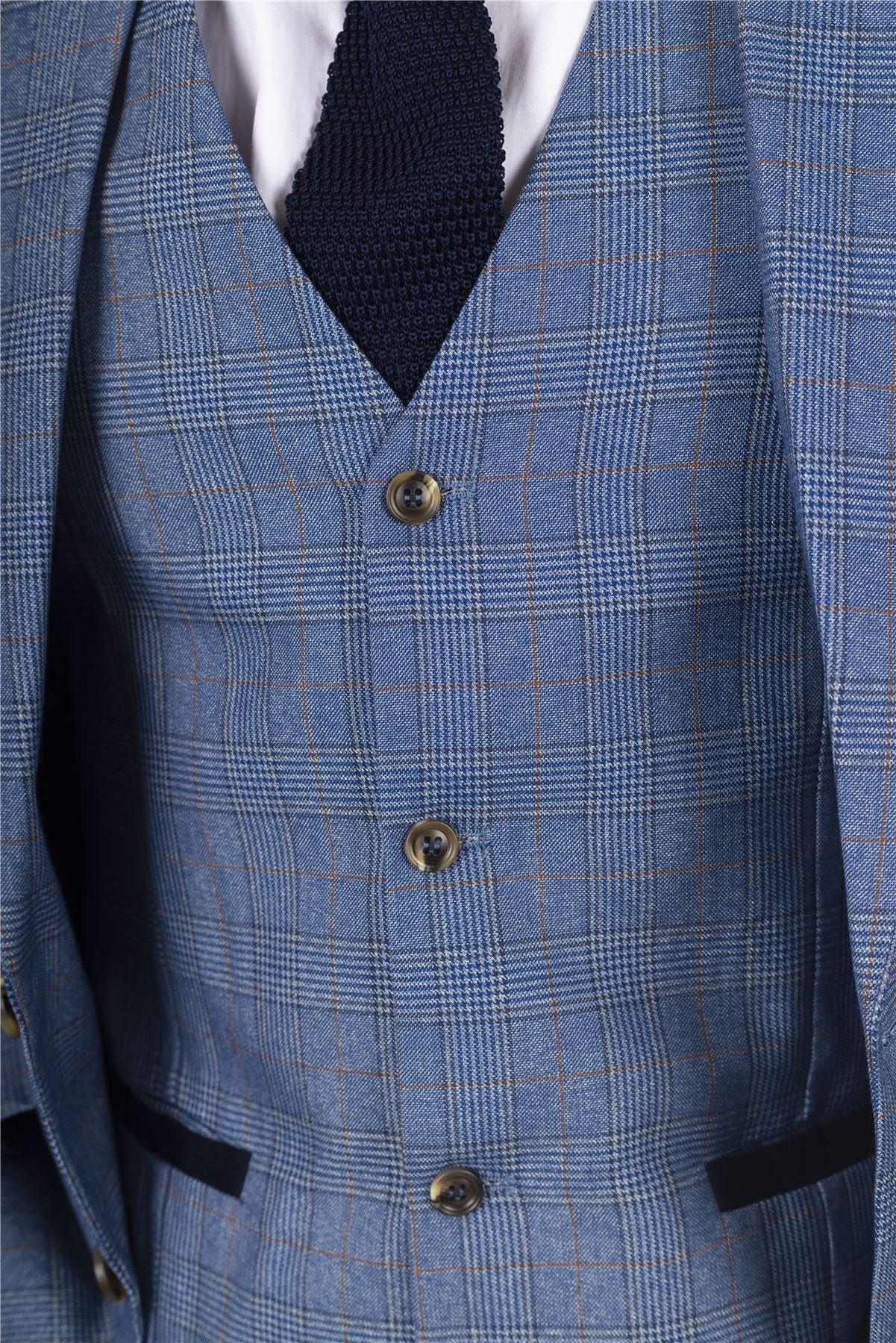 Men's Blazer Blue Checked Classic Sport Coat Plaid Tailored Fit - Knighthood Store