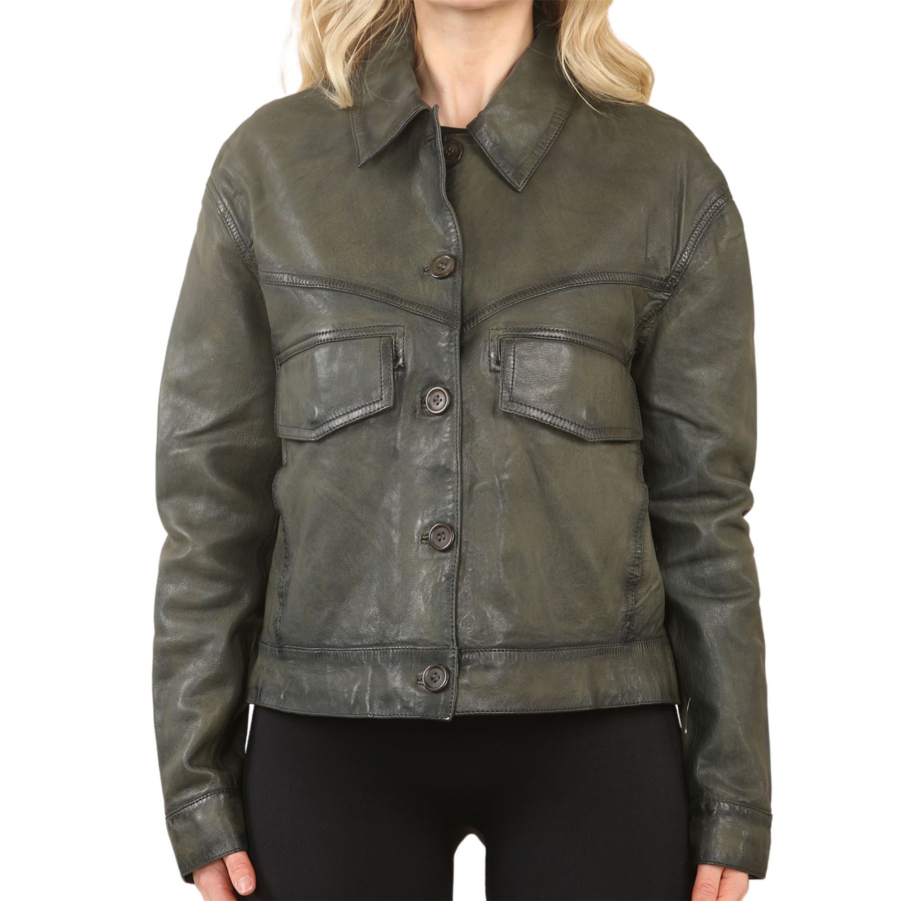 Women's Retro Classic Collar Biker Leather Jacket