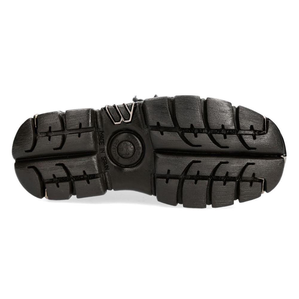 New Rock Boots M-422-S1 Unisex Metallic Black Leather Platform Gothic Boots - Knighthood Store