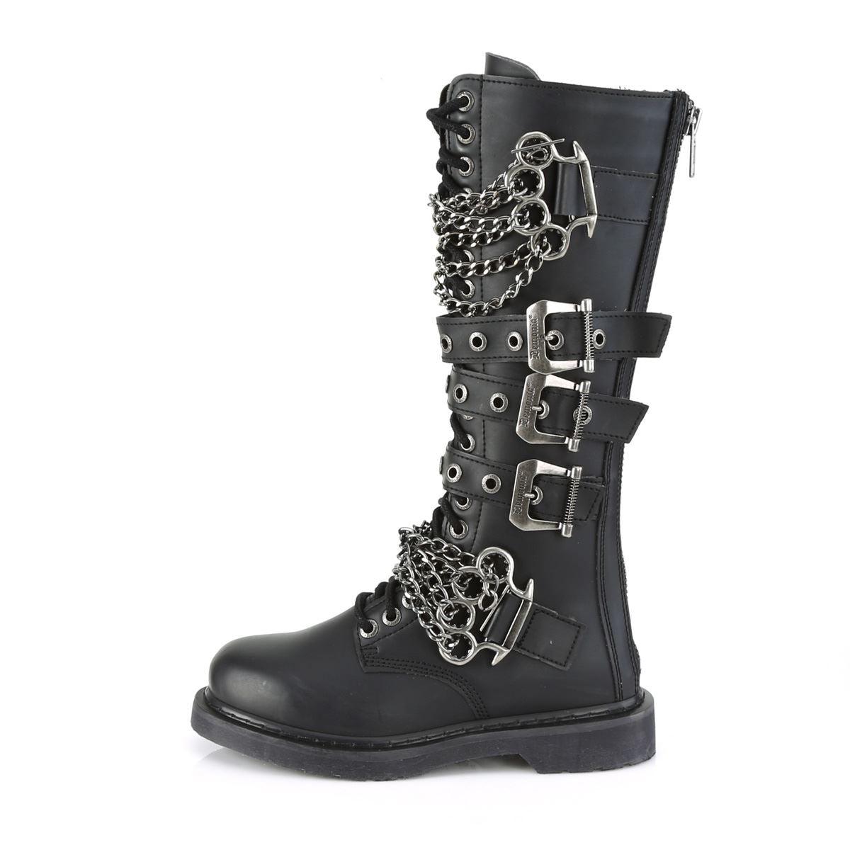 Mens Biker Boots Demonia Bolt-450 Goth Punk Rock Chain Knee High Combat Boots - Knighthood Store