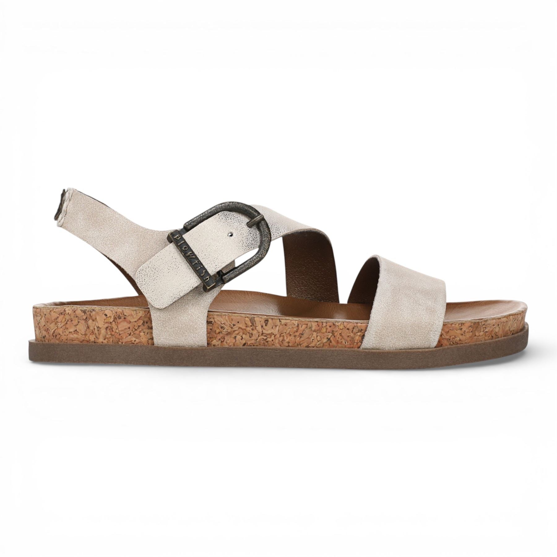 Lance - Women's Cloud Silver Footbed Strappy Flat Sandals