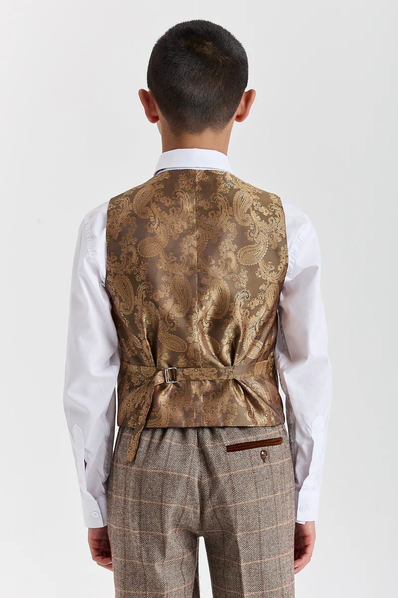 Harris - Boys Brown 3 Piece Wool Blend Tweed Suit