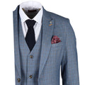 Men's Blazer Blue Checked Classic Sport Coat Plaid Tailored Fit - Knighthood Store