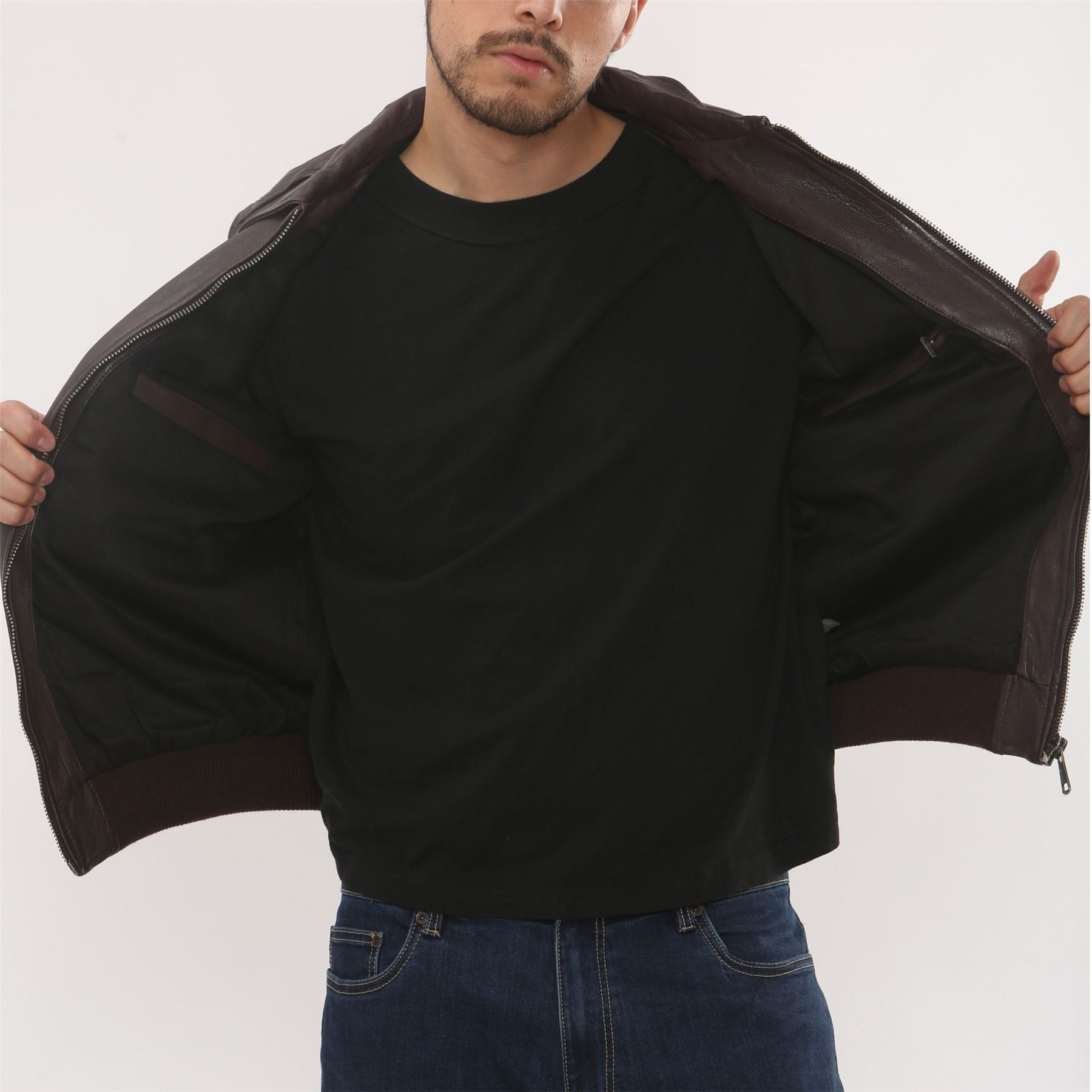 Men's Leather Bomber Jacket Pilot Air Force Style