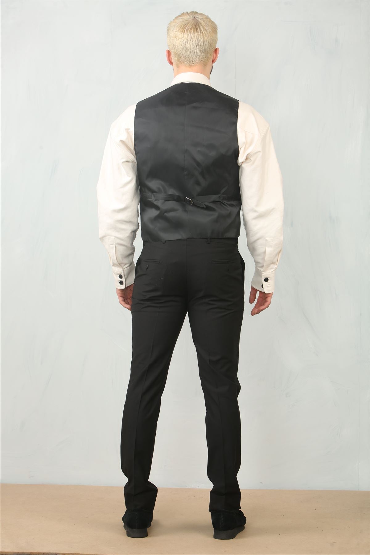 IM30 - Men's Black 3 Piece Stitch Lapel Formal Suit