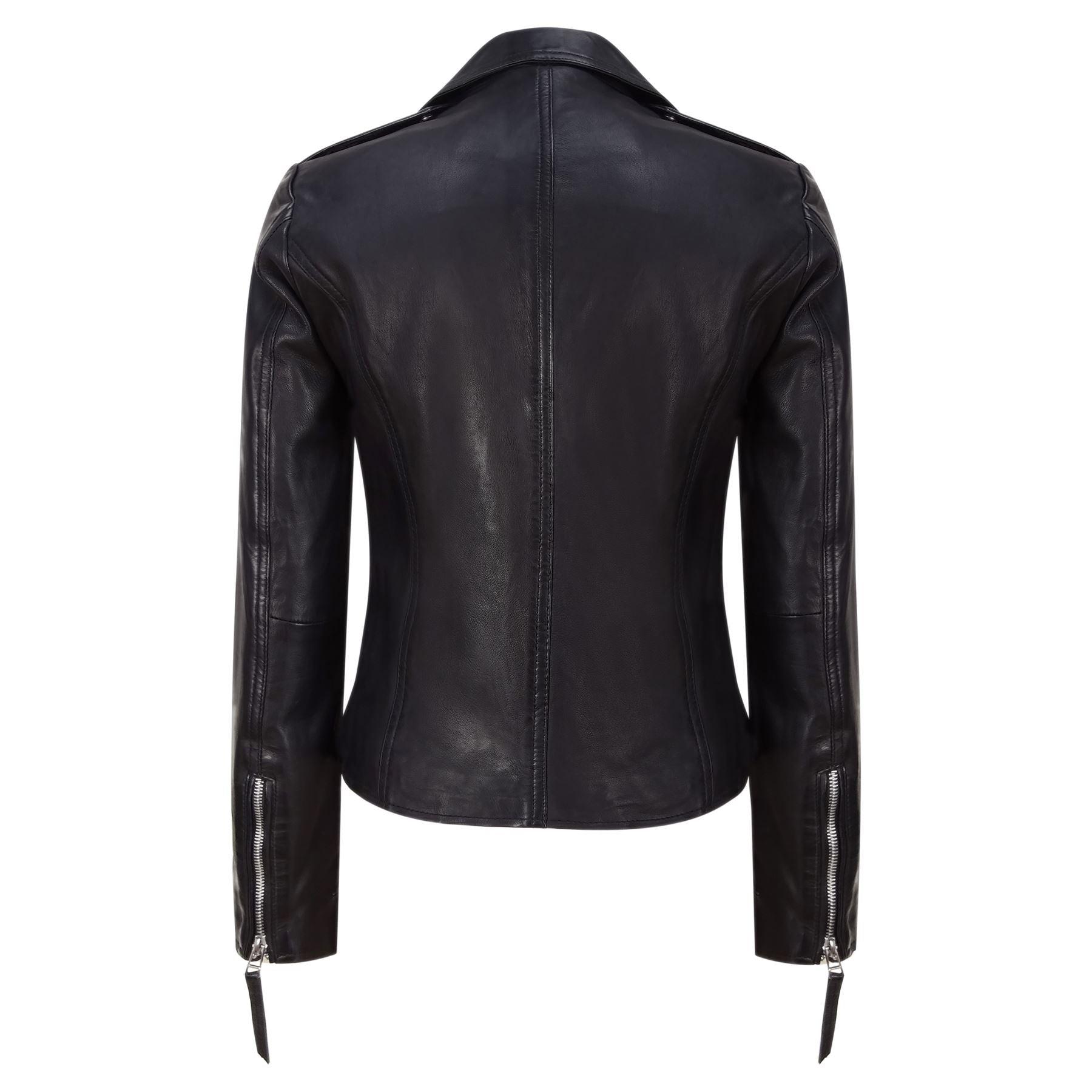 Ladies Leather Jacket Classic Biker Style Black REAL Leather Womens Jacket - Knighthood Store