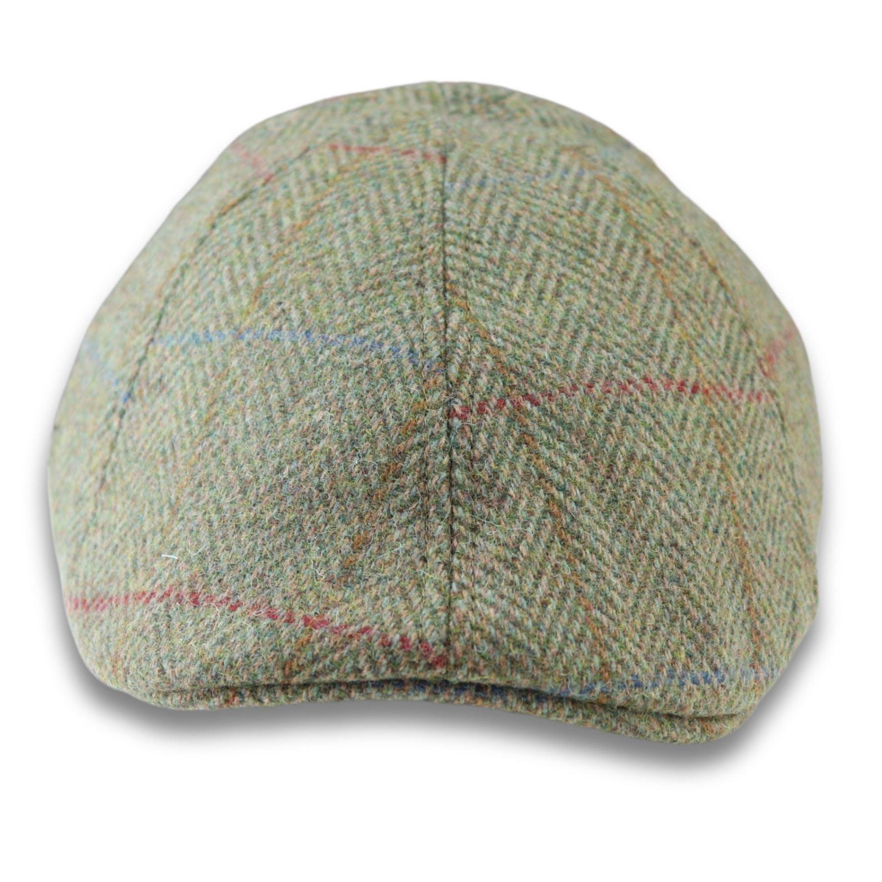 Men's Duckbill Cap Wool Blend Tweed Herringbone Green Check Gatsby Peaked Ivy 6 Panel Hat - Knighthood Store