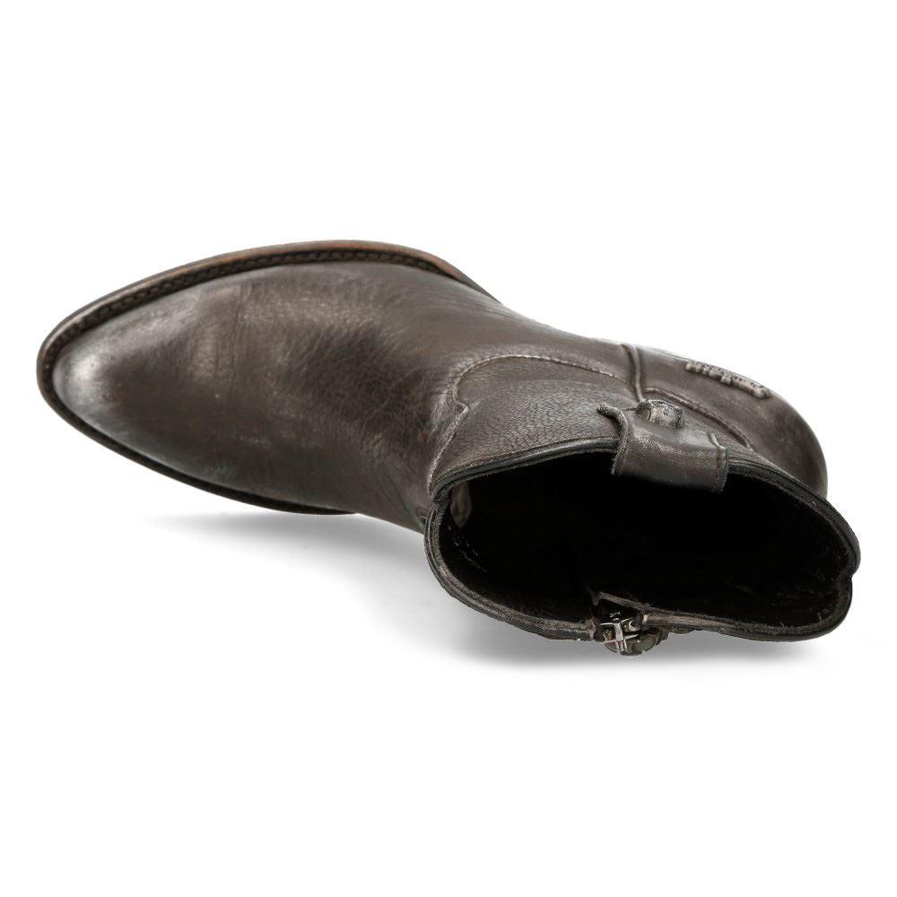 New Rock WSTM006-S1 Black Leather Cowboy Western Pointed Boots Riding Retro - Knighthood Store