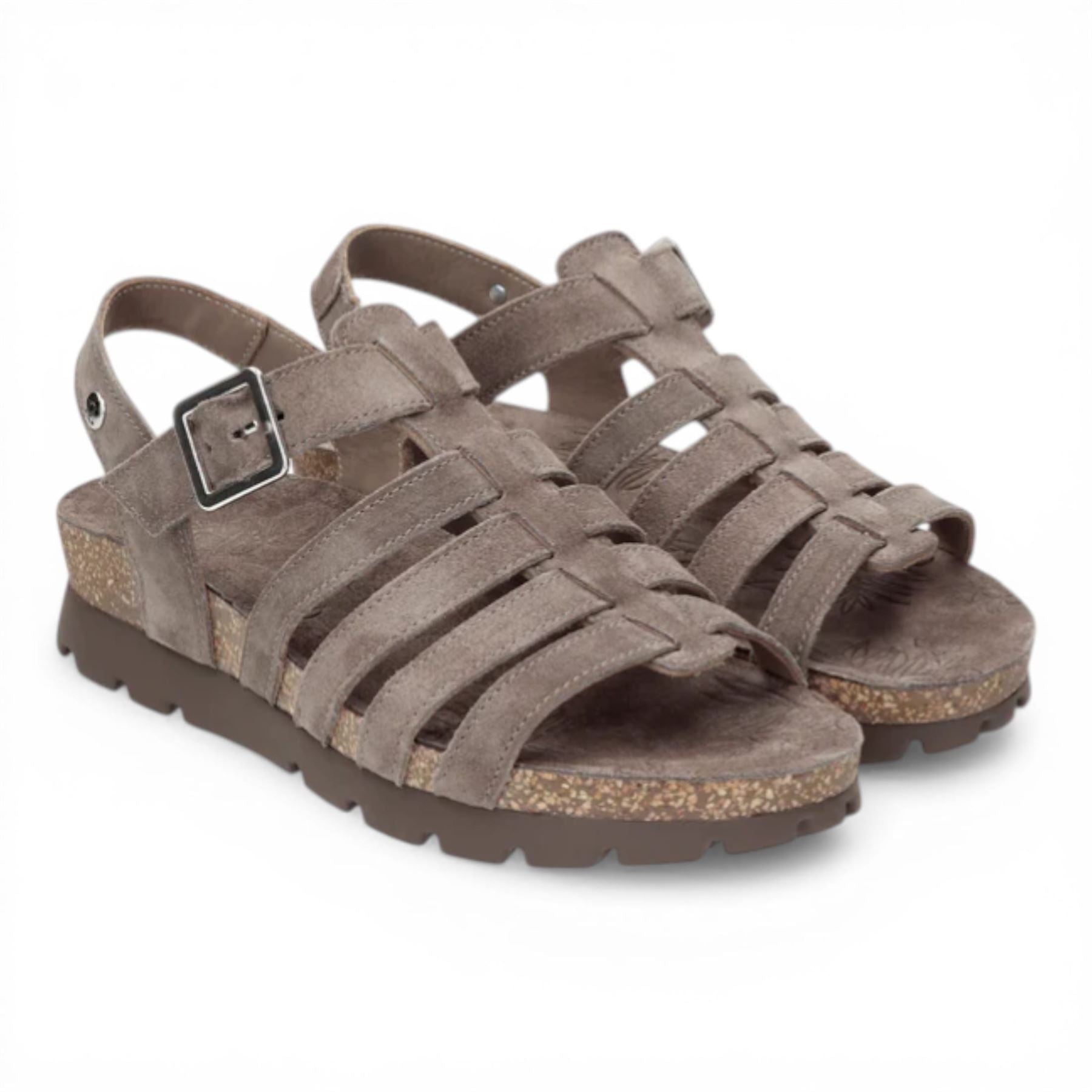 Sasha B6 - Women’s Wedge Stone Grey Suede Leather Sandals