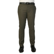 Men's Trousers Olive Green Wool Blend Tweed Casual Formal Pants