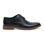 Men's Black Leather Polished Plain Formal Derby Shoes