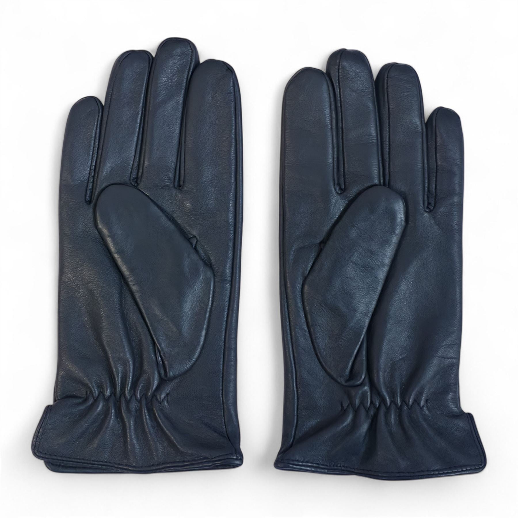 Men's Leather Wool Lined Elastic Wrist Gloves