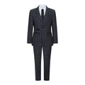 Boys Grey Black 3 Piece Tweed Suit Herringbone Wine Vintage Retro - Knighthood Store