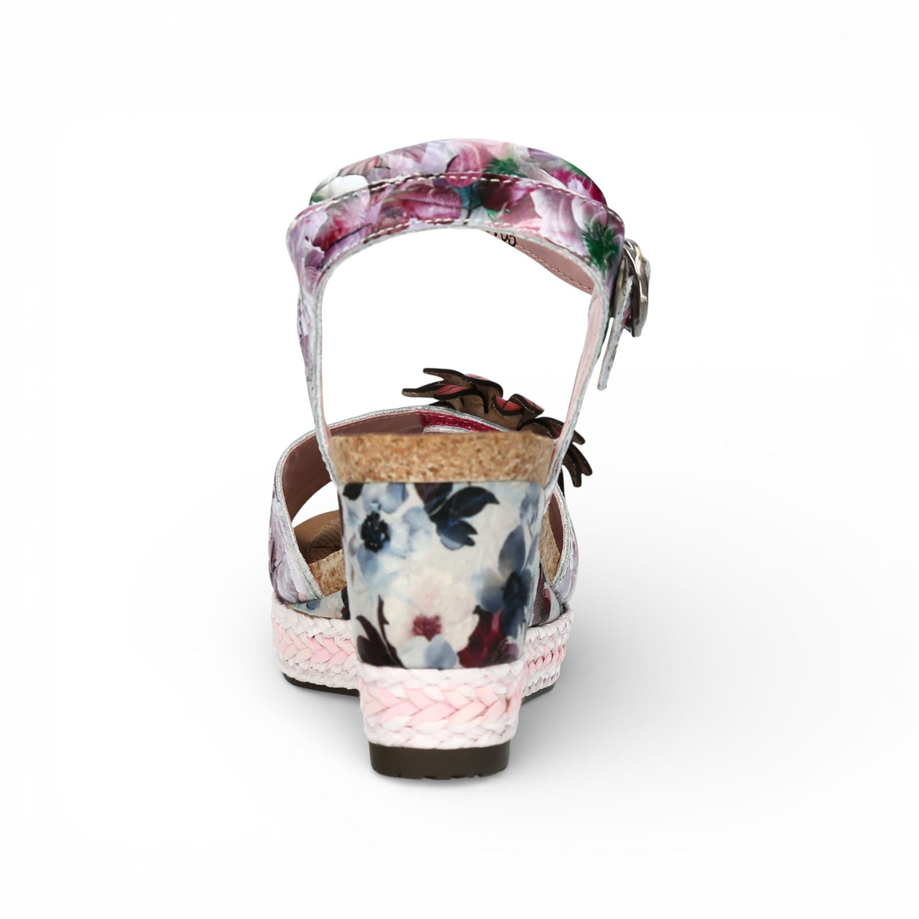 Facyo 75 - Women's Purple Floral Leather Wedge Sandals