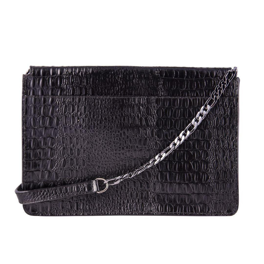 Womens Real Leather Buckle Hide Clutch Shoulder Bag Metal Chain Cross Body - Knighthood Store