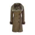 Ladies Real Sheepskin Jacket Suede Button Tailored Fit 3/4 Long Trench Coat Italian - Knighthood Store