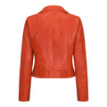 Womens Real Leather Biker Jacket Cross Zip Soft Slim Fit Brando Tan Brown Black Red Yellow - Knighthood Store