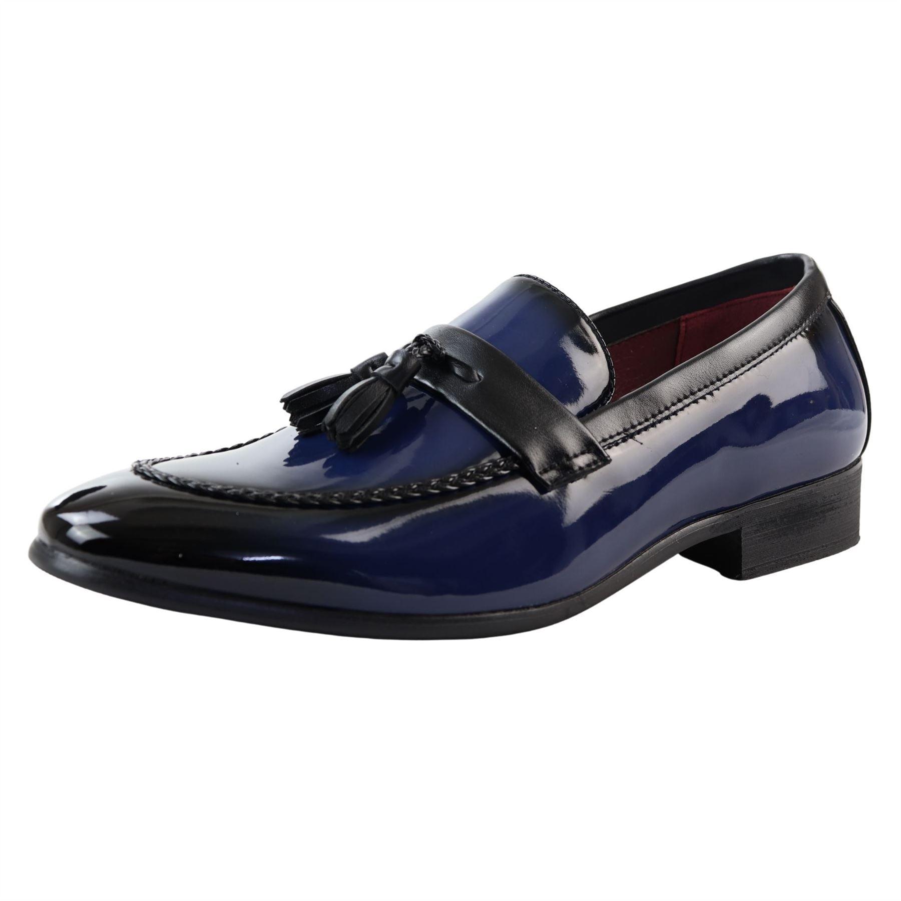 Men's Moccasin Loafers Patent Leather Lined Slip On Tassel Formal Dress Shoes - Knighthood Store