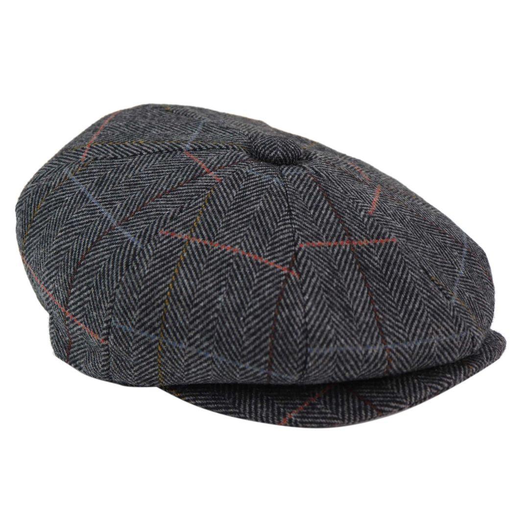 Mens 8 Panel Hat Flat Cap Newsboy Grandad Tweed Check Vintage Peaky Baker Boy - Knighthood Store