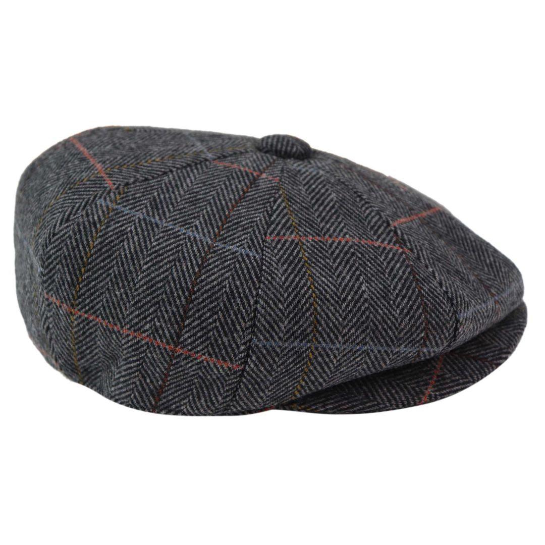 Mens 8 Panel Hat Flat Cap Newsboy Grandad Tweed Check Vintage Peaky Baker Boy - Knighthood Store