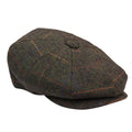 Mens 8 Panel Hat Flat Cap Newsboy Grandad Tweed Check Vintage Peaky Baker Boy - Knighthood Store