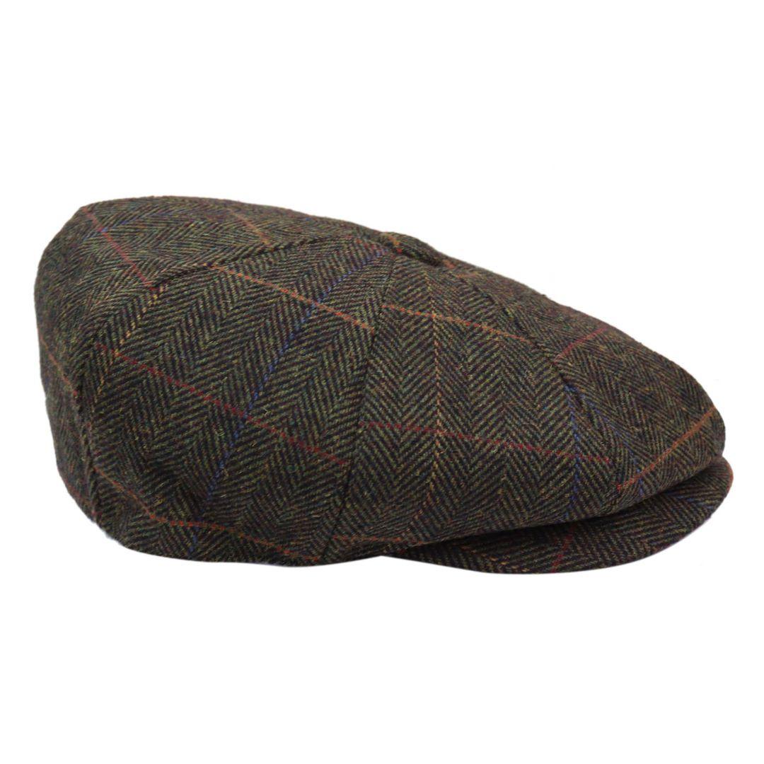 Mens 8 Panel Hat Flat Cap Newsboy Grandad Tweed Check Vintage Peaky Baker Boy - Knighthood Store